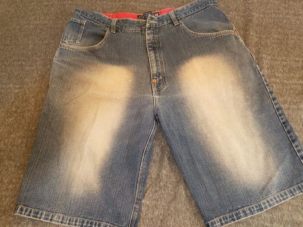 Vintage Raw Blue Mens Urban Denim Shorts Size 40 ~ Baggy